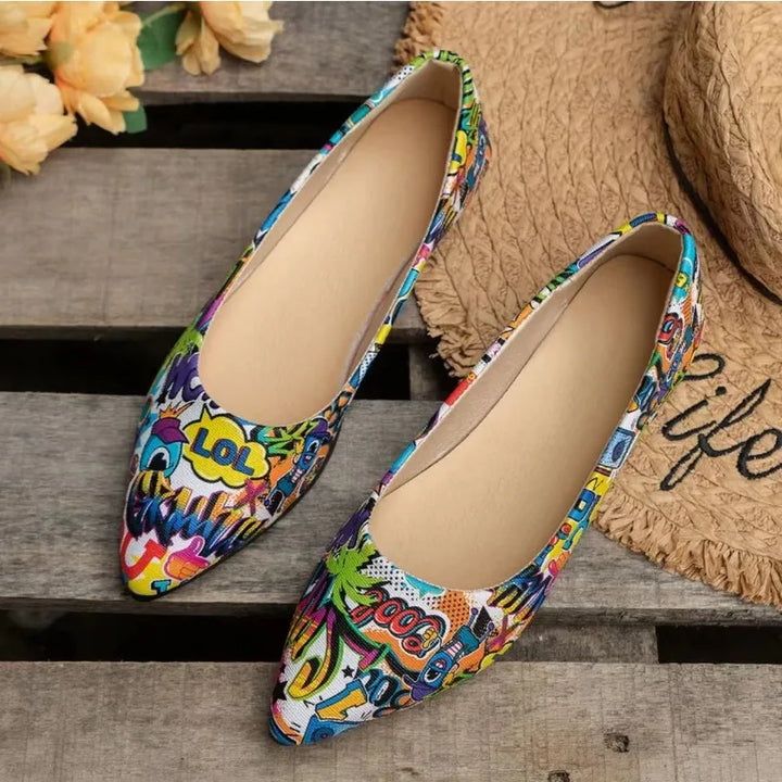 Jewel - Elegantes zapatillas con estampado de graffiti para mujer
