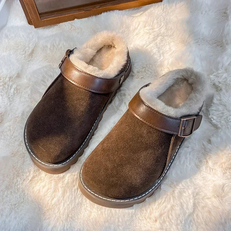 Macie - Zapatillas de otoño de lujo con forro de piel sedosa para mujer