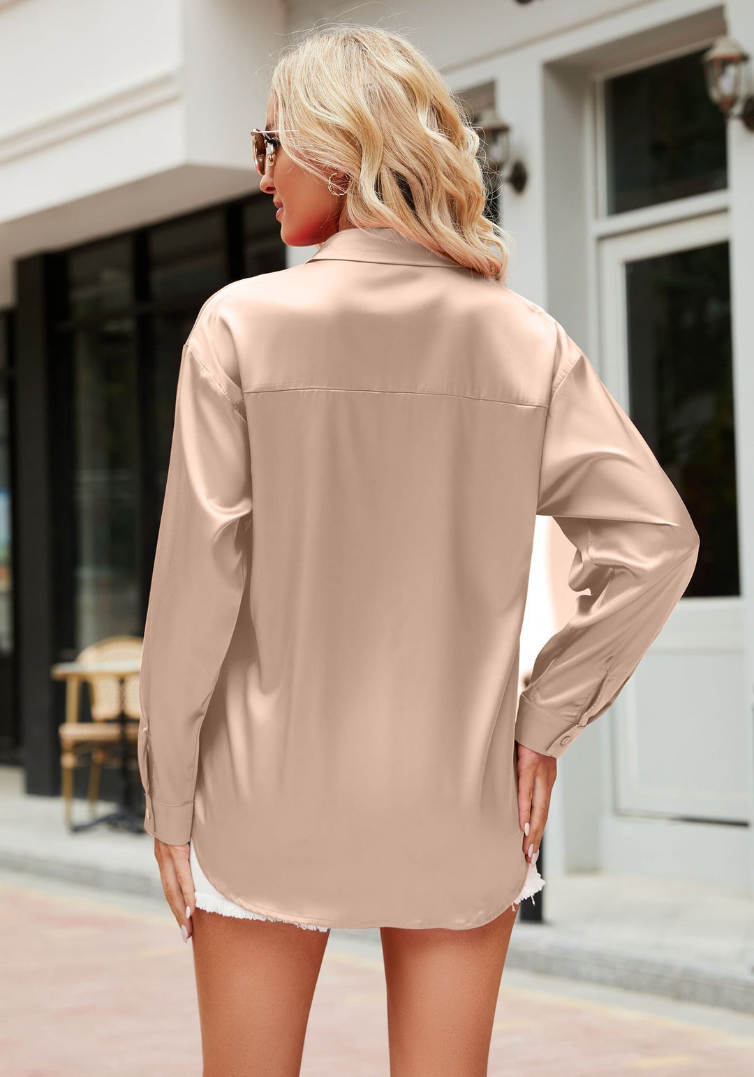Brianna - Estilosa blusa de satén para mujer de aspecto elegante