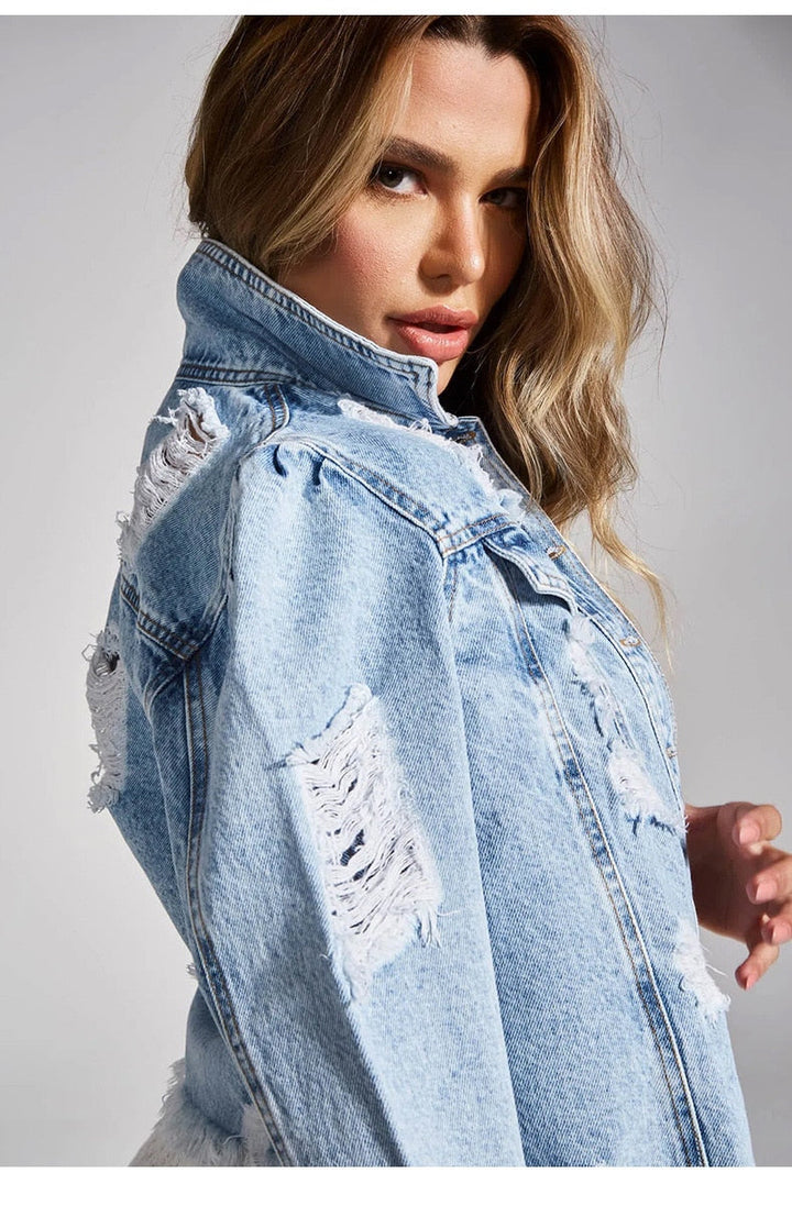 Annabelle - Chaqueta vaquera rasgada para mujer, a la última moda y muy cómoda