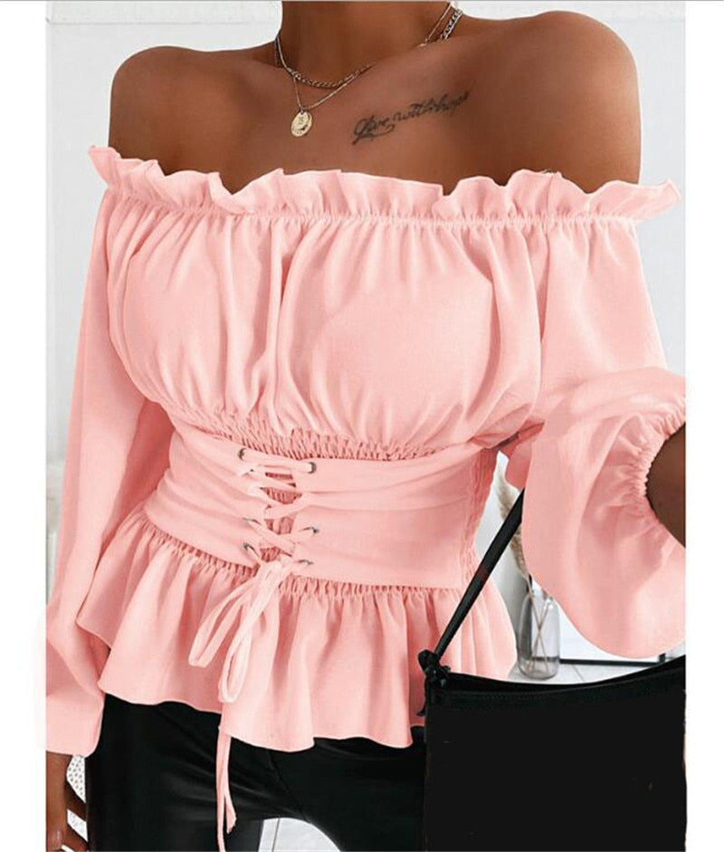 Miriam - Elegante y cómoda blusa sin hombros para la mujer moderna
