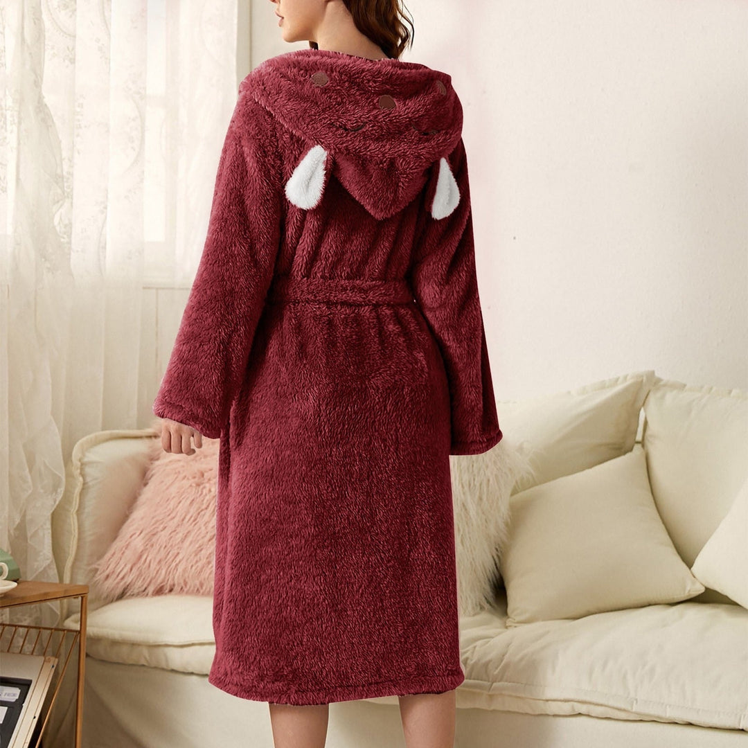 Brinley - Cómodo albornoz de franela gruesa con capucha para mujer, perfecto para el otoño
