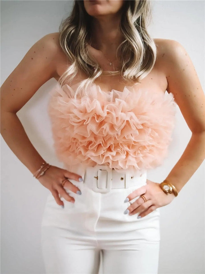 Elegante top rosa sin tirantes para mujer - ¡Perfecto para cualquier ocasión!