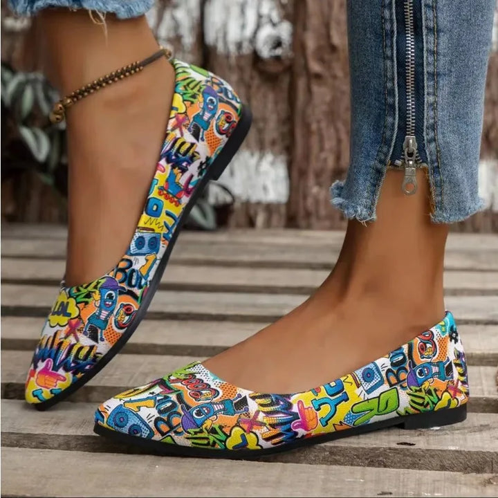 Jewel - Elegantes zapatillas con estampado de graffiti para mujer