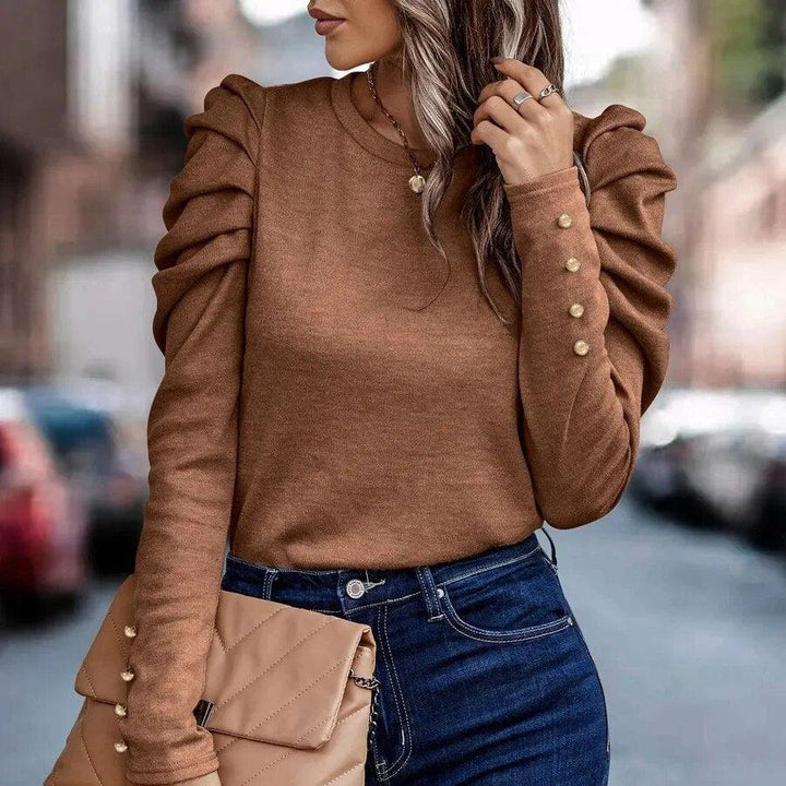 Lia - Elegante blusa de primavera con volantes y mangas largas para mujer