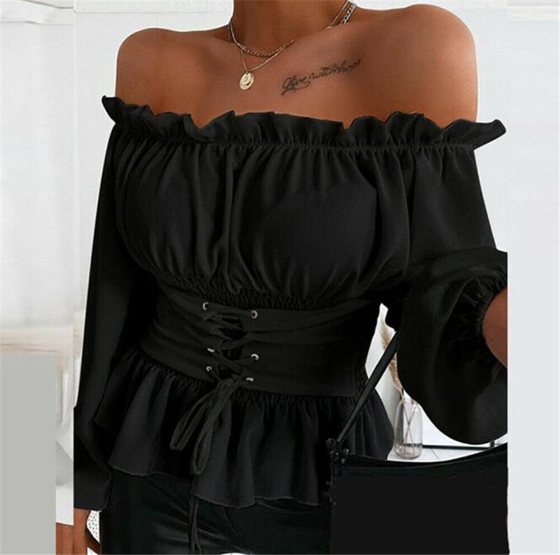 Miriam - Elegante y cómoda blusa sin hombros para la mujer moderna