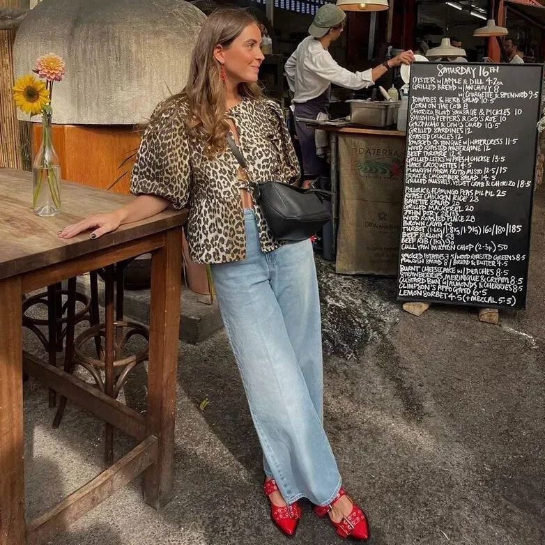 Josephine - Top de moda con elegante lazo de leopardo