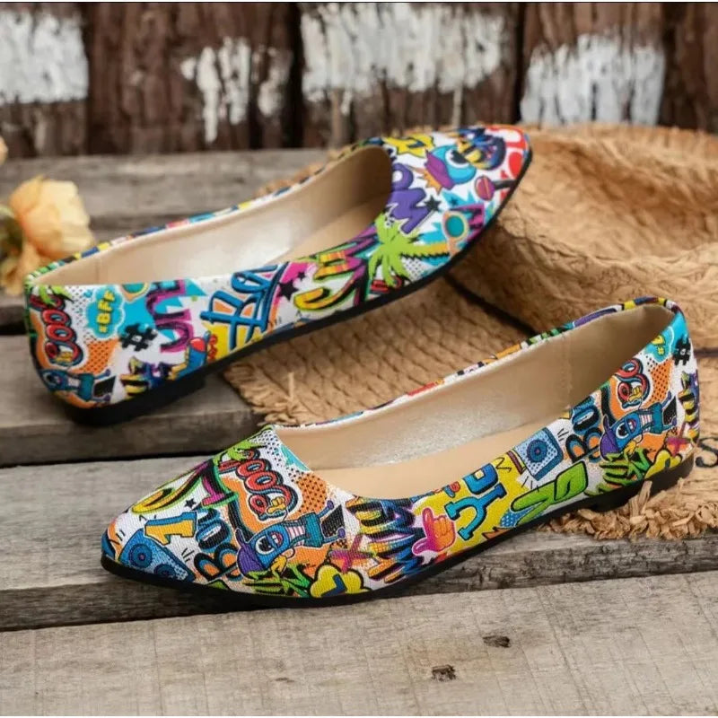 Jewel - Elegantes zapatillas con estampado de graffiti para mujer