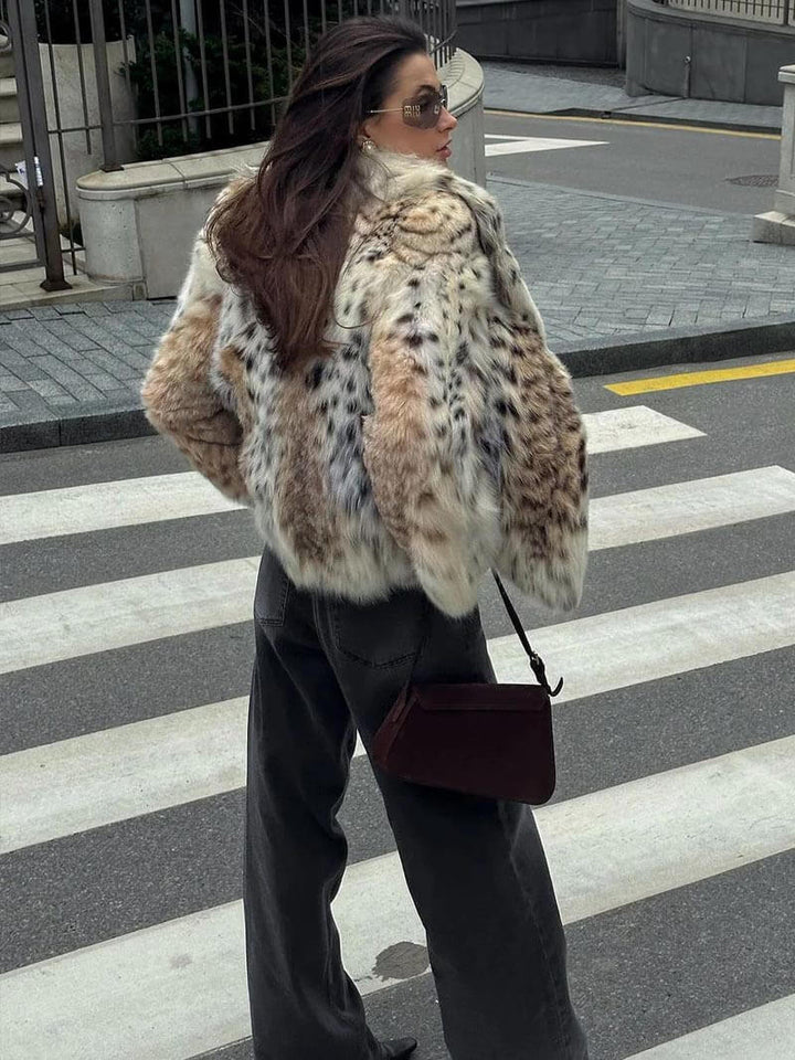 Aurora™ - Chaqueta Impresa de Leopardo en Piel