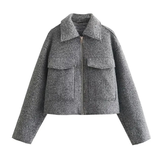 Carla - Elegante chaqueta corta de otoño con cremallera para mujer