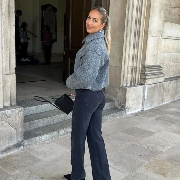 Carla - Elegante chaqueta corta de otoño con cremallera para mujer