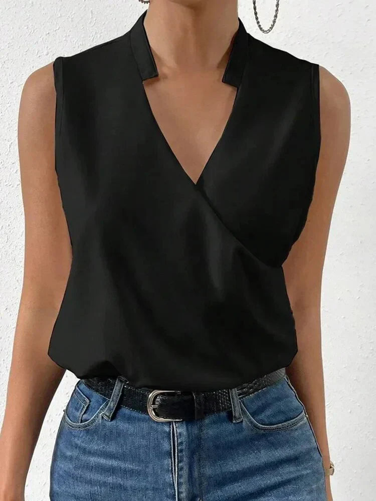 Nora - Elegante top de mujer sin mangas y con cuello en V, ¡Perfecto para el verano!
