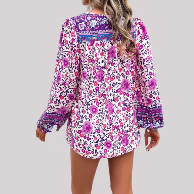 Elegante blusa Kara Bohème con encantador estampado paisley para mujer