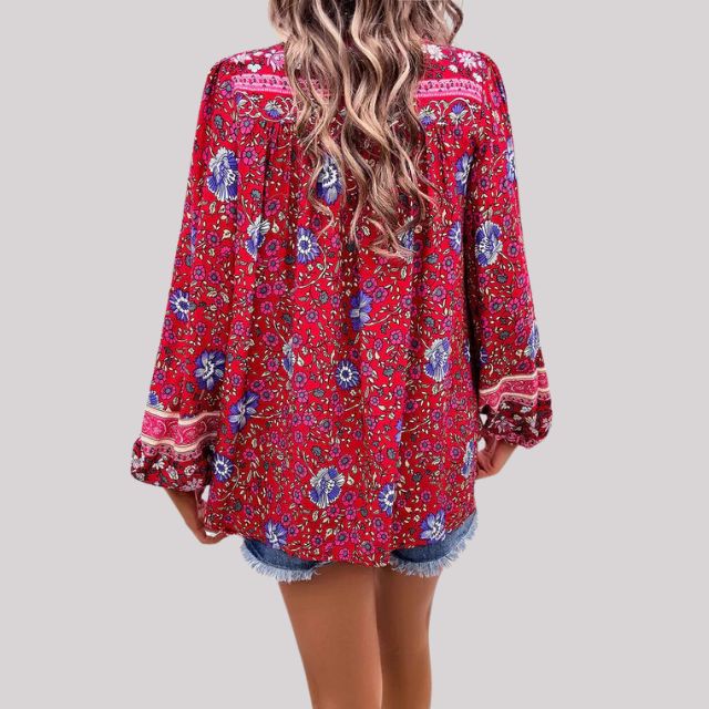 Elegante blusa Kara Bohème con encantador estampado paisley para mujer