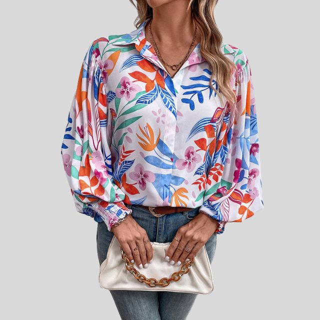 Aila - Elegante blusa de mujer con estampado floral floreciente