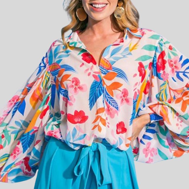 Aila - Elegante blusa de mujer con estampado floral floreciente