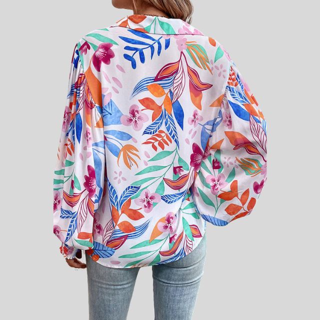 Aila - Elegante blusa de mujer con estampado floral floreciente