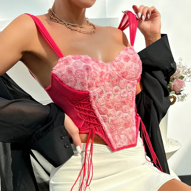 Lily - Elegante top corsé rosa para señora