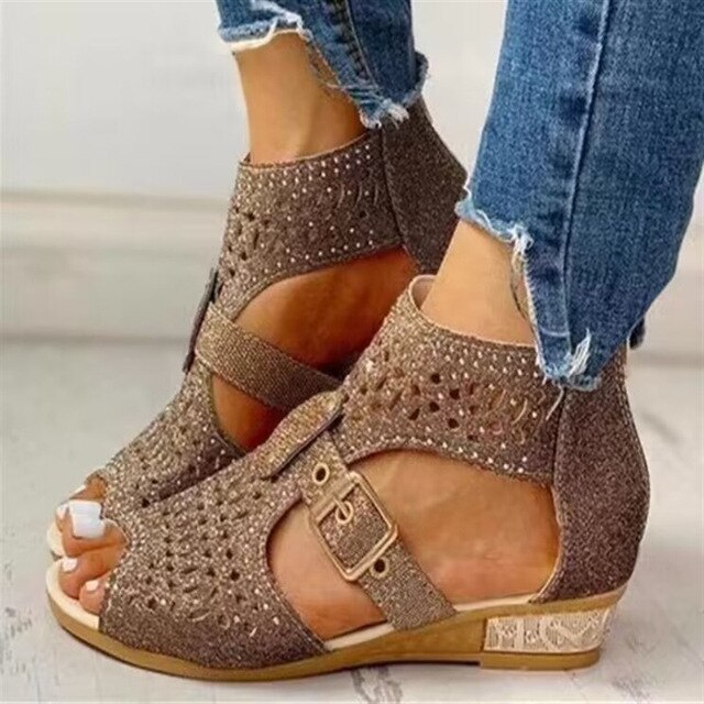 Eva - Sandalias ortopédicas cómodas y elegantes con tacón bajo para mujer