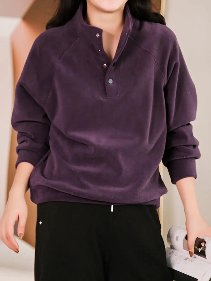 Samantha - Camisa casual de colores básicos de moda para otoño para mujer