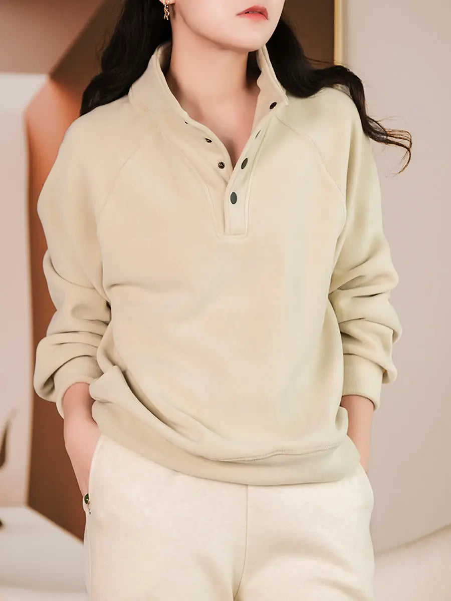 Samantha - Camisa casual de colores básicos de moda para otoño para mujer