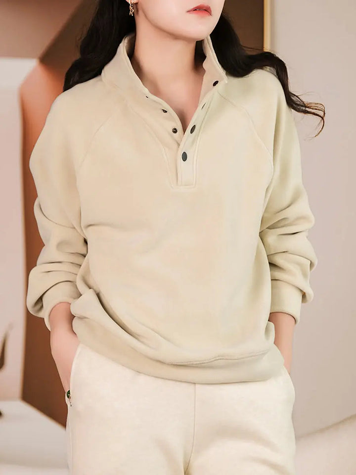 Samantha - Camisa casual de colores básicos de moda para otoño para mujer