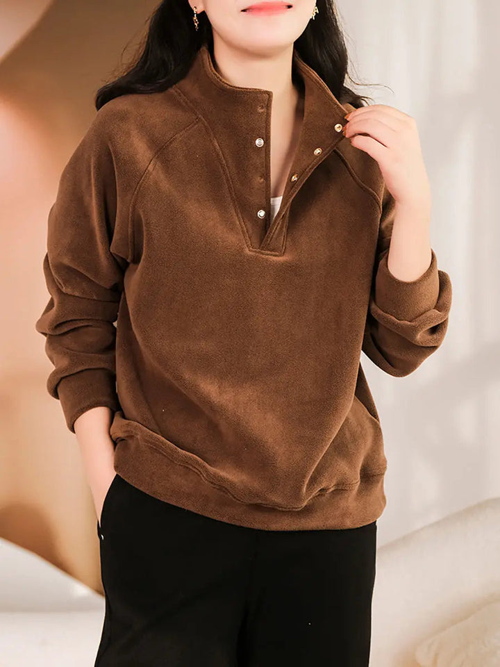 Samantha - Camisa casual de colores básicos de moda para otoño para mujer