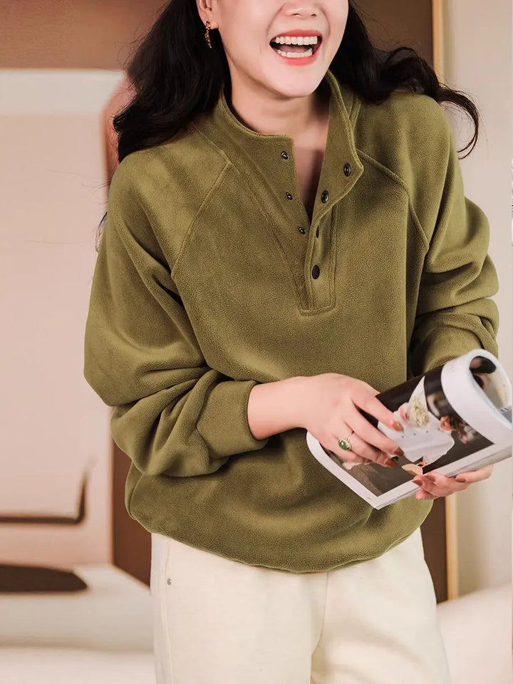 Samantha - Camisa casual de colores básicos de moda para otoño para mujer