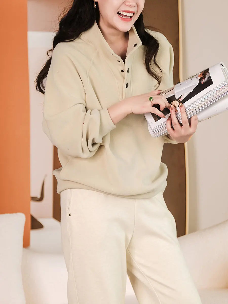 Samantha - Camisa casual de colores básicos de moda para otoño para mujer