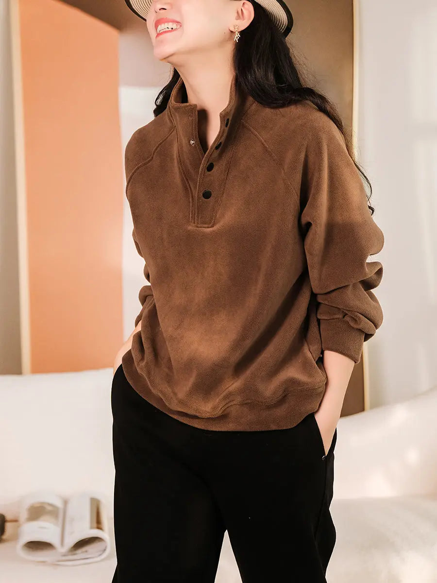Samantha - Camisa casual de colores básicos de moda para otoño para mujer