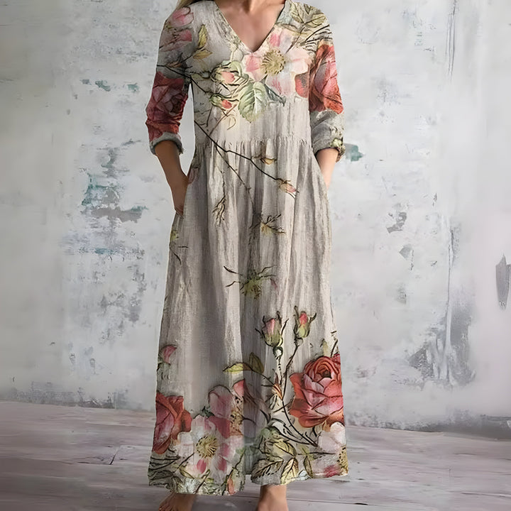 BluSky Bohemian V-Neck Floral Maxi Dress