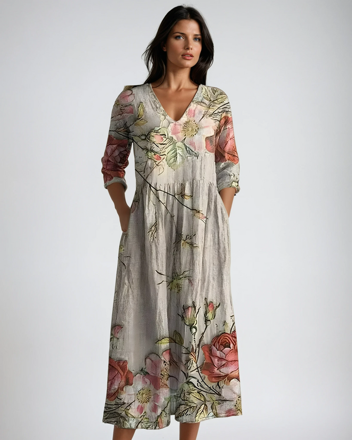 BluSky Bohemian V-Neck Floral Maxi Dress