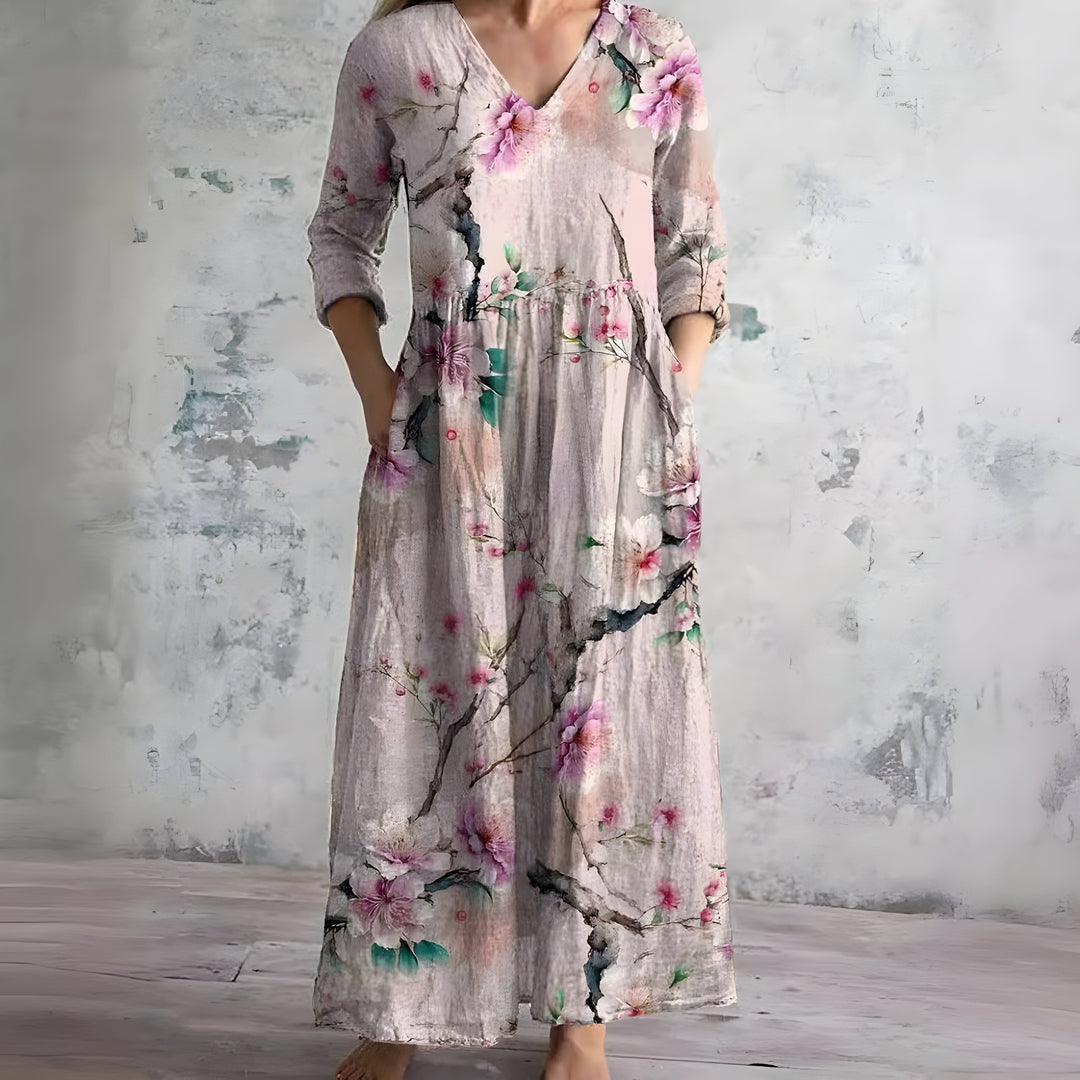 BluSky Bohemian V-Neck Floral Maxi Dress