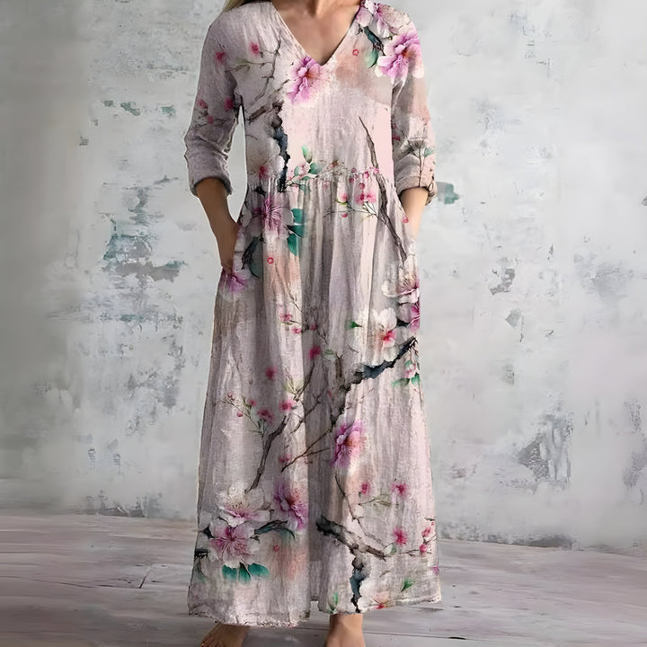 BluSky Bohemian V-Neck Floral Maxi Dress