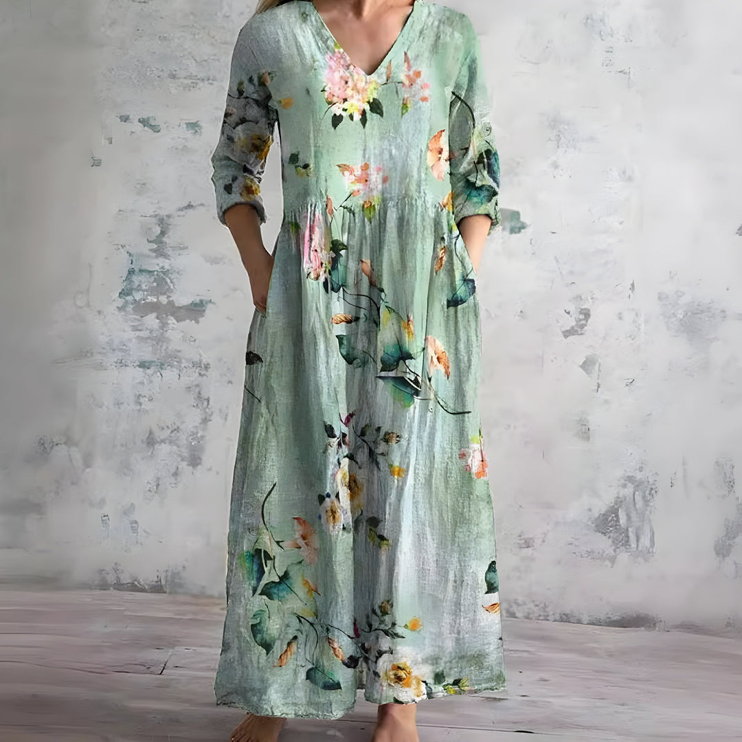 BluSky Bohemian V-Neck Floral Maxi Dress