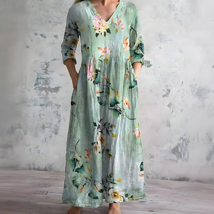BluSky Bohemian V-Neck Floral Maxi Dress
