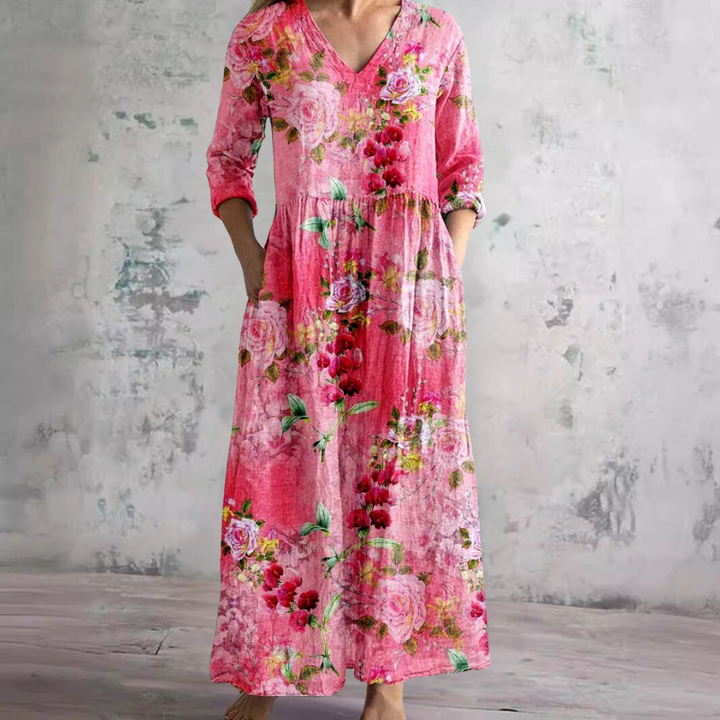 BluSky Bohemian V-Neck Floral Maxi Dress