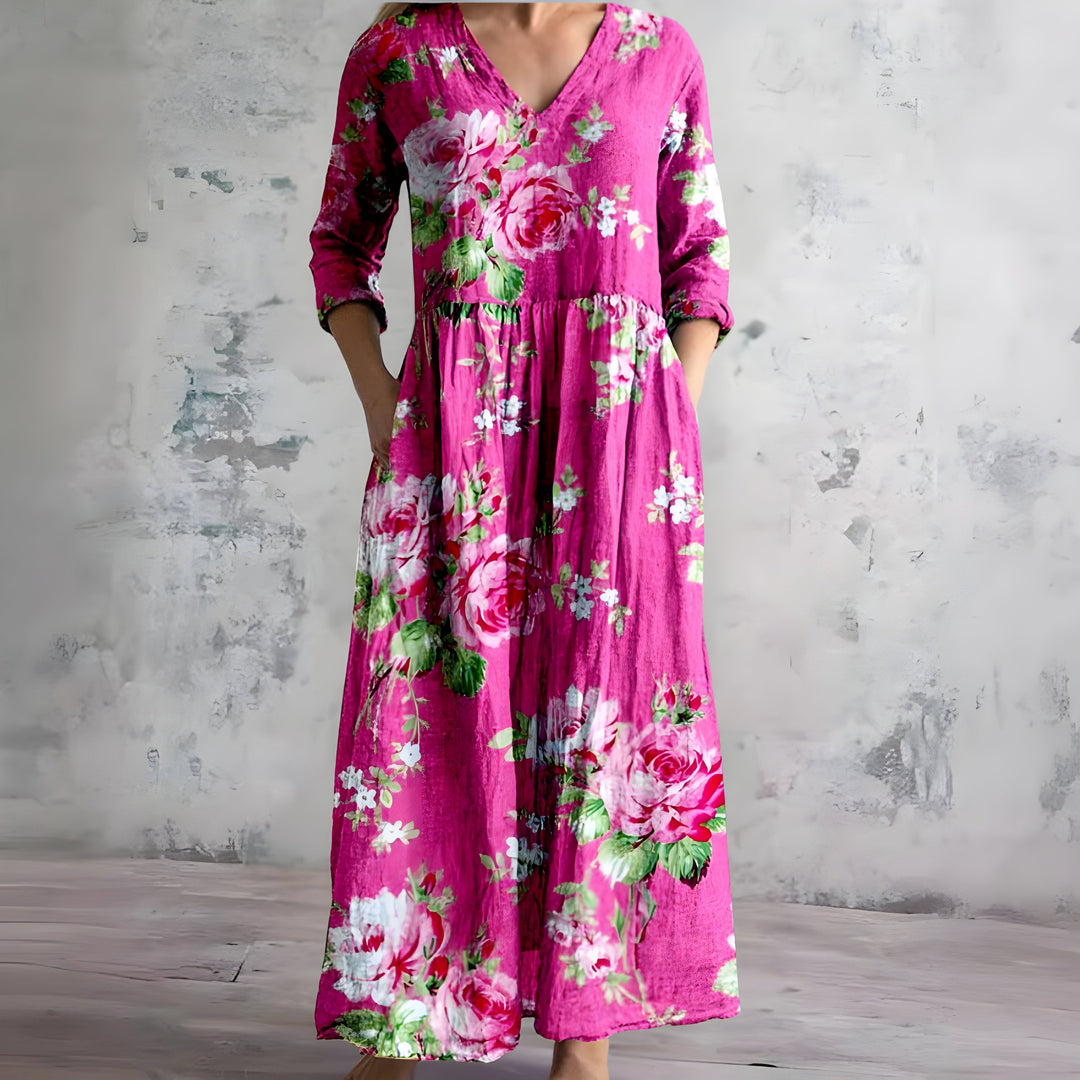BluSky Bohemian V-Neck Floral Maxi Dress