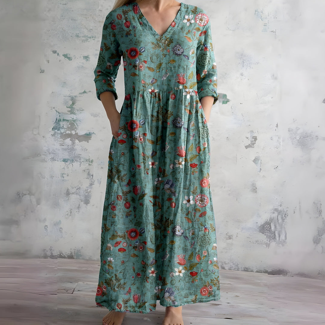 BluSky Bohemian V-Neck Floral Maxi Dress