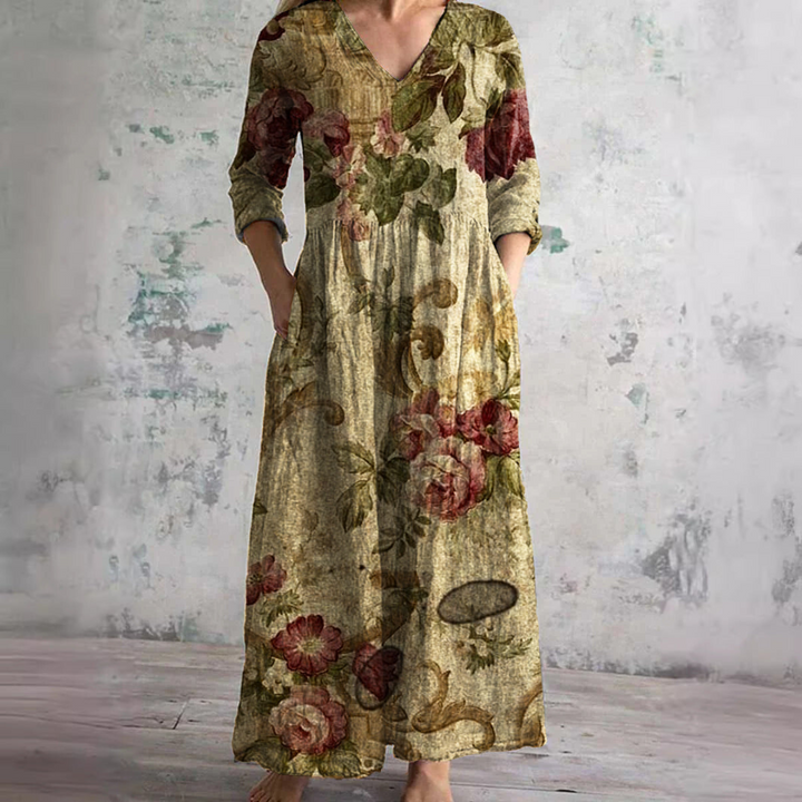 BluSky Bohemian V-Neck Floral Maxi Dress