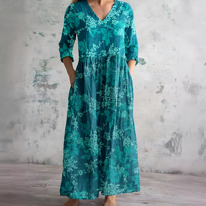 BluSky Bohemian V-Neck Floral Maxi Dress