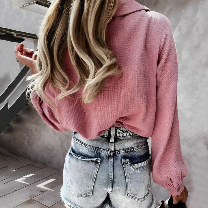 Aliana - Elegante blusa de manga larga de estilo europeo para un look otoñal a la última