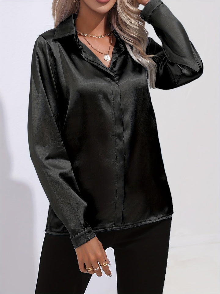Zariah - Elegante blusa de satén para mujer de estilo otoñal chic