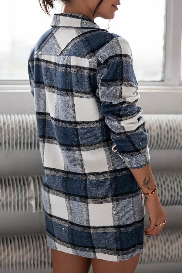 Marga - Elegante y cómoda blusa camisera a cuadros para mujer