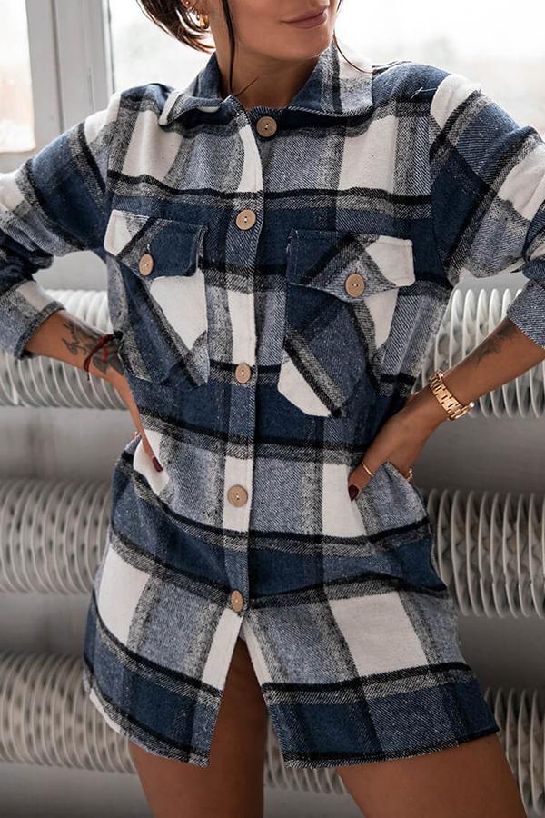 Marga - Elegante y cómoda blusa camisera a cuadros para mujer