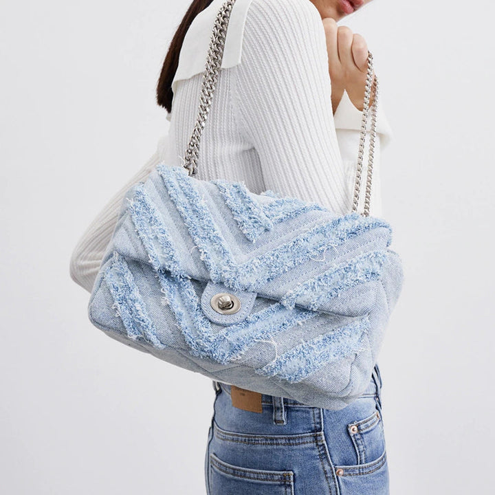Bolso bandolera vaquero azul claro chic para mujer by Macy