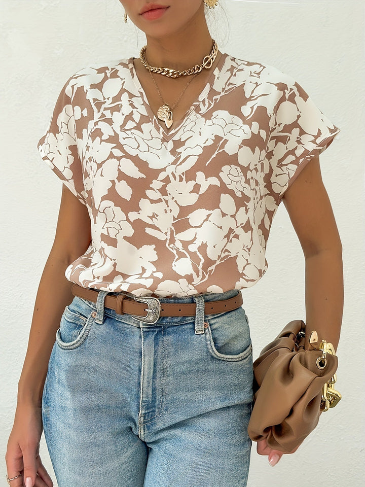 Ariel - Femenino top de verano con encantador estampado floral