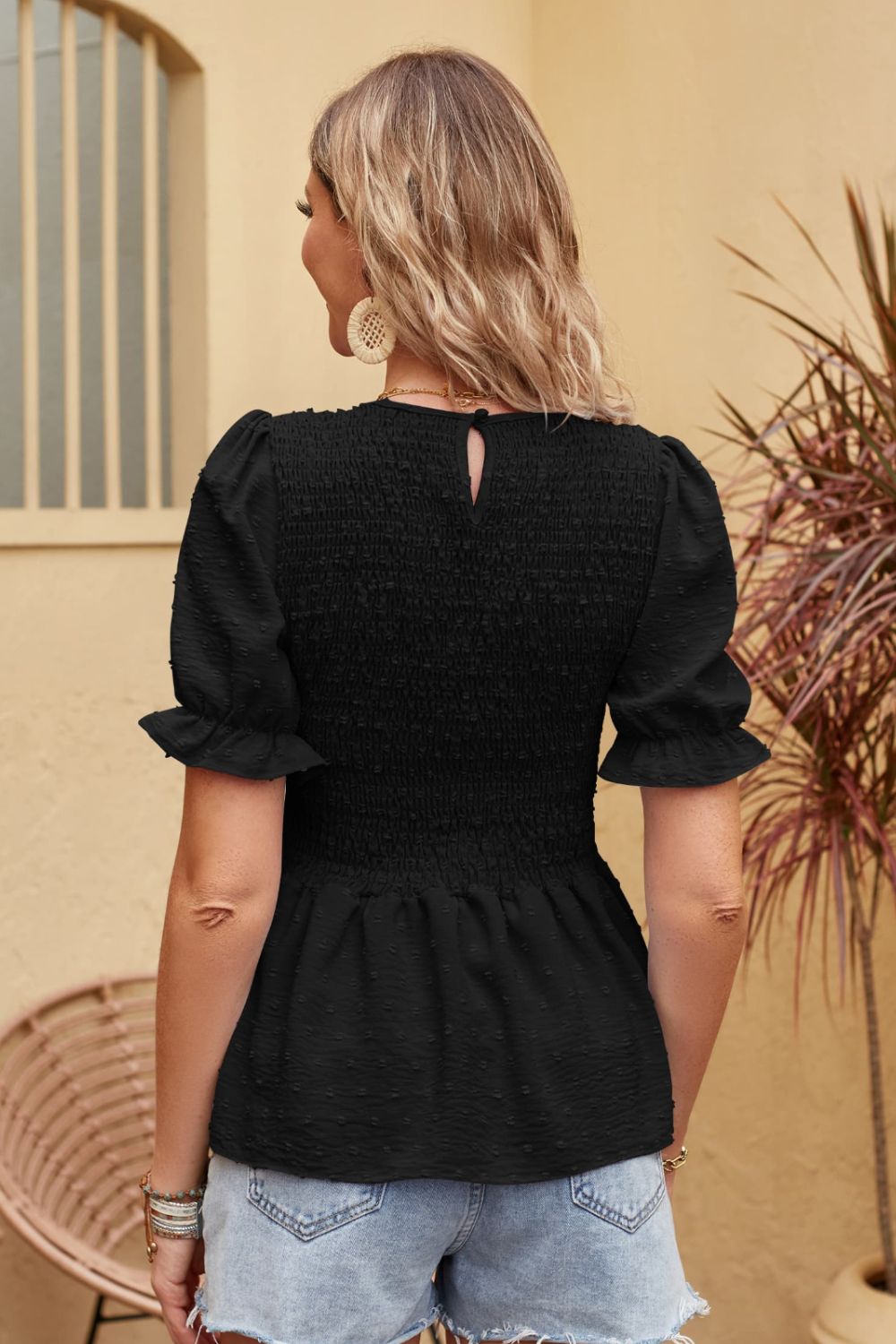 Rosa - Encantadora blusa de manga corta para mujer