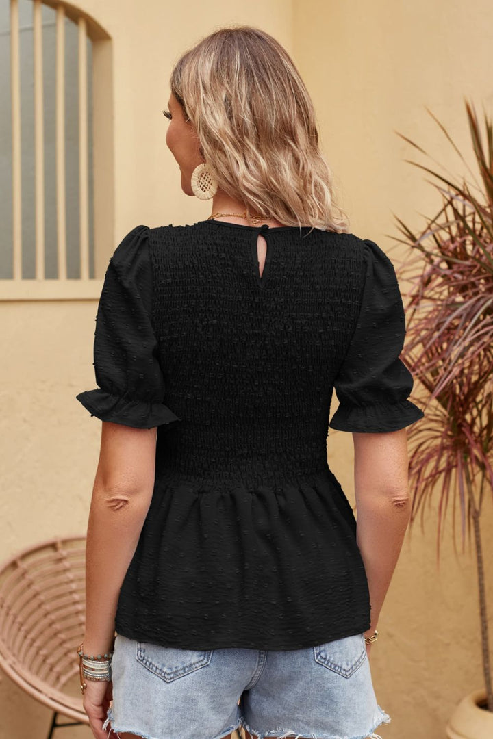 Rosa - Encantadora blusa de manga corta para mujer