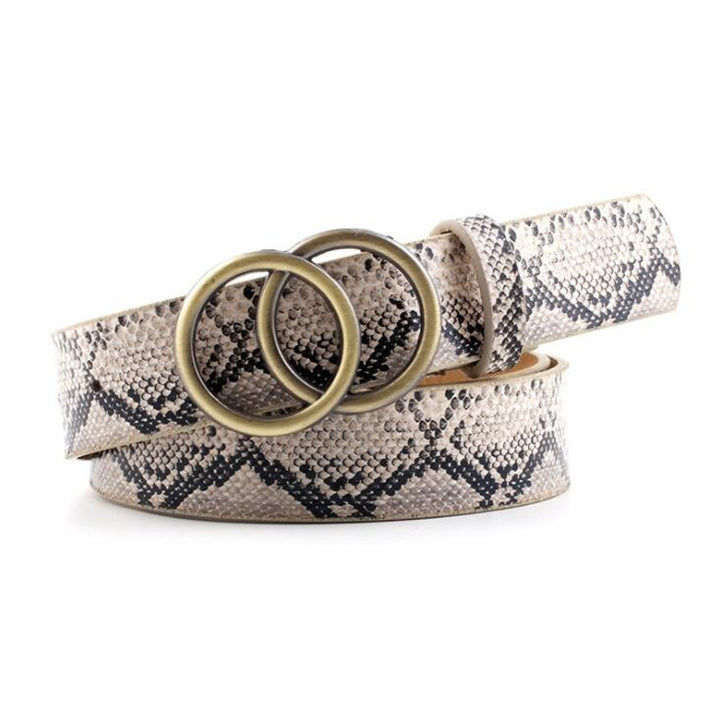Aria - Elegante cinturón de piel para señora con elegante hebilla tórica